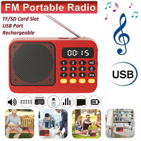 Bluetooth 5.0 Portable FM Radio Small Emergency Recargable Sound Box Mini Vintage Speaker Mp3 Player Support TF Card USB Drive