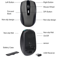 Wireless Mouse Silent Mouse 2.4G Portable Mobile Optical Office Mouse Adjustable DPI Levels for Notebook PC Laptop MacBook