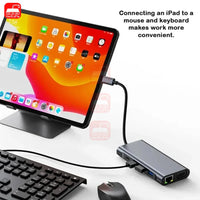 USB C HUB 4K 30Hz Type C to HDMI-compatible USB 3.0 Adapter 11 in 1 Type C HUB Dock PD 87W USB C Splitter for MacBook Pro Air