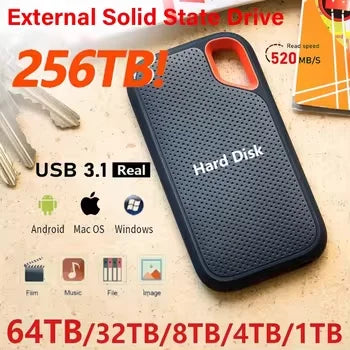 Portable SSD 1TB External Hard Drive 2TB 4TB High-Speed Hard Disk 256TB USB3.1 Type-C Solid State Drive for Laptop/Phone/MAC/PC