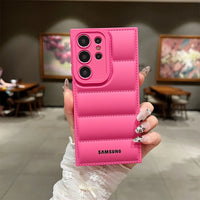 Wave Puffer Down Jacket Phone Case Samsung S26 S25 S24 S23 S22 Ultra S21 Plus Note 20 A72 A54 Solid Color Shockproof Soft Cover