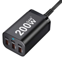 USB C Fast 200W 6-Port Charging  Fast  GaN Charger Power Adapter For iPhone 14/13/12 Series, Samsung Galaxy S23/S22/S21