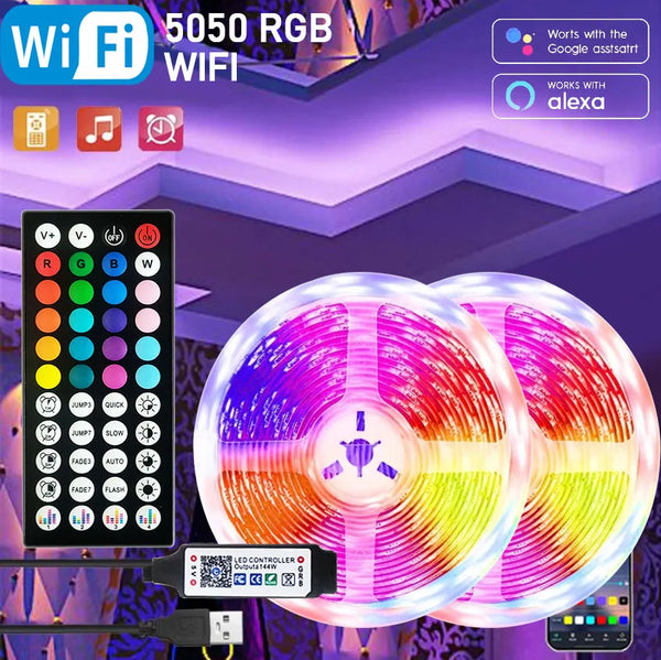 RGB Led Strip Lights 5m 10m 20m 30m Led Room Light with APP Control Flexible Ribbon Luces Led Tape for Room Bedroom Decoration