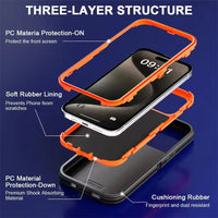 3in1 Defend Phone Case For iPhone 16 17 16E 15 14 Plus 13 12 11 Pro Max Mini Original Heavy Duty Shockproof Hybrid Armor Cover