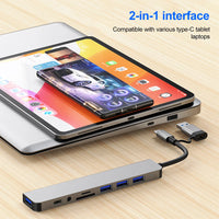 8-in-2 USB 3.0 Hubs TYPE-C HUB USB C Docking Station 5Gbps High Speed Transmission OTG Adapter Type C to USB 3.0 Hub For Laptop