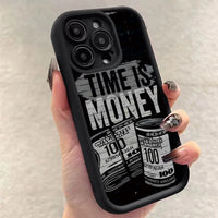 Phone Case For iPhone 17 16 15 14 12 11 13 Pro Max Time is Money Printed Soft Cover For iPhone 17 Air 16E 7 8 Plus X XS Case