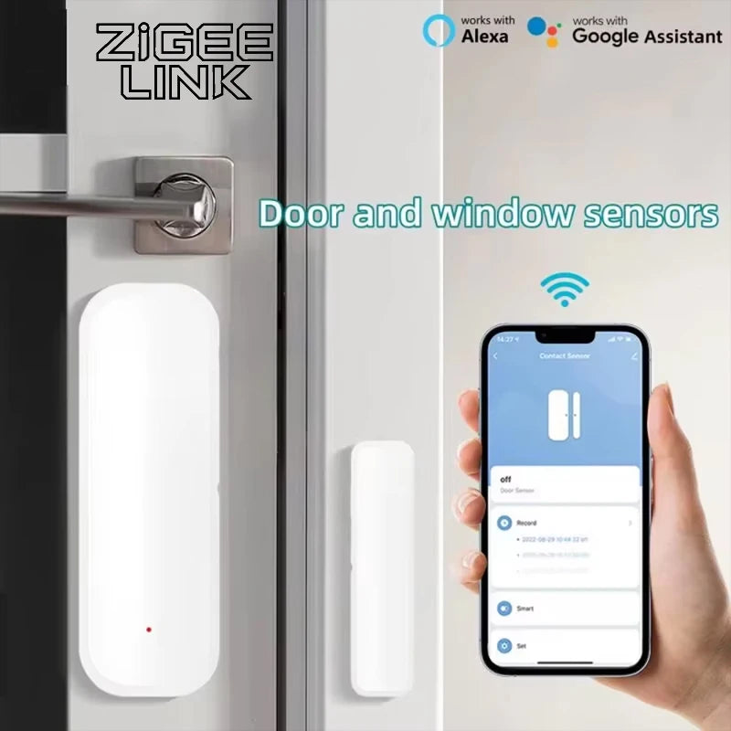 Zigbee Smart Door Sensor Window Door Open Closed Detectors Smart Home Security Alarm System Voice Control Via Tuya Alexa Google