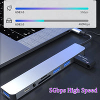 8-in-2 USB 3.0 Hubs TYPE-C HUB USB C Docking Station 5Gbps High Speed Transmission OTG Adapter Type C to USB 3.0 Hub For Laptop