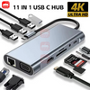 USB C HUB 4K 30Hz Type C to HDMI-compatible USB 3.0 Adapter 11 in 1 Type C HUB Dock PD 87W USB C Splitter for MacBook Pro Air