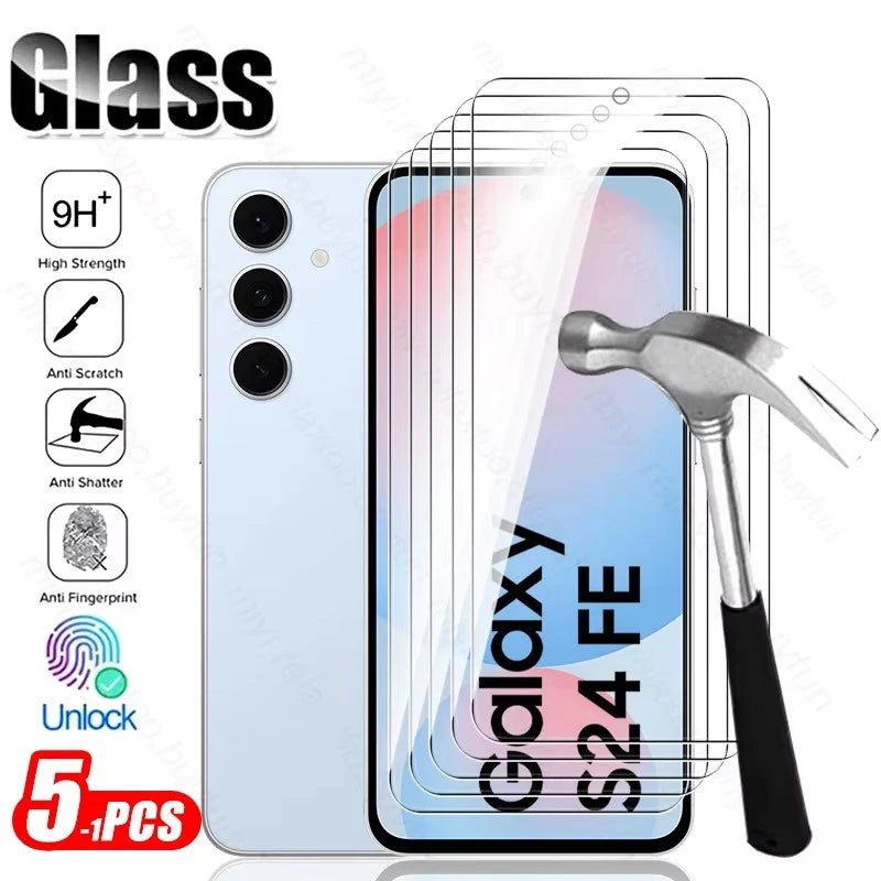 5-1Pcs 9H Premium Tempered Glass for Samsung Galaxy S24 FE 5G S24FE S25FE S25 FE Phone Screen Protector Explosion-Proof HD Film