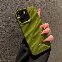 6D Silk Pattern Wavy Phone Case For iPhone Air 17 16 15 14 11 12 13 Pro Max Plus XR E 16E Shockproof Protective Soft Back Cover