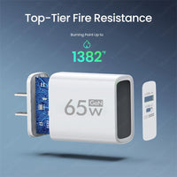65W GaN USB Charger Type C Fast Charging Mobile Phone Charger Adapter For iPhone Xiaomi Samsung Huawei EU/US Plug Wall Charger