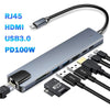 USB 3.0 Type C HUB USB C Docking Station to HDMI 4K 30HZ Type C to RJ45 100Mbps Ethernet Adapter VGA Extender Headphone PD 100W