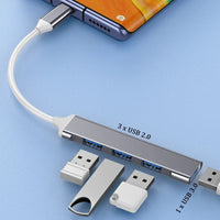 4 Port USB 3.0 Hub USB Hub Type C Dock Multi Splitter Adapter OTG Type C HUB for iPhone 15 Xiaomi Huawei Macbook Pro USB 3.0 2.0