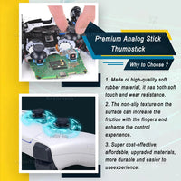 PS5 Controller Thumbstick Premium Replacement Parts Anti-Wear Non-slip ABS + Rubber Joystick Analog Stick Durable Accessories