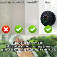 Portable Wireless Bluetooth Speaker with LED Light, IPX4 Waterproof, Strong Suction Cup, Mini Stereo Speaker for Outdoor & Bathr