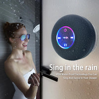 Portable Wireless Bluetooth Speaker with LED Light, IPX4 Waterproof, Strong Suction Cup, Mini Stereo Speaker for Outdoor & Bathr
