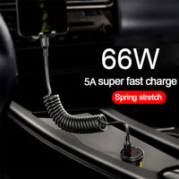 Car USB Type C/Type C to Type C/USB LIGHTNING Fast Charging Spring Telescopic Cable For iPhone 16 15 14 Samsung Xiaomi OnePlus